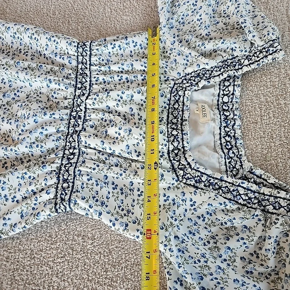 Roolee Women's Long Floral Dress Blue/white Cottagecore Peasant Fairy Sz M‎ - Picture 12 of 16